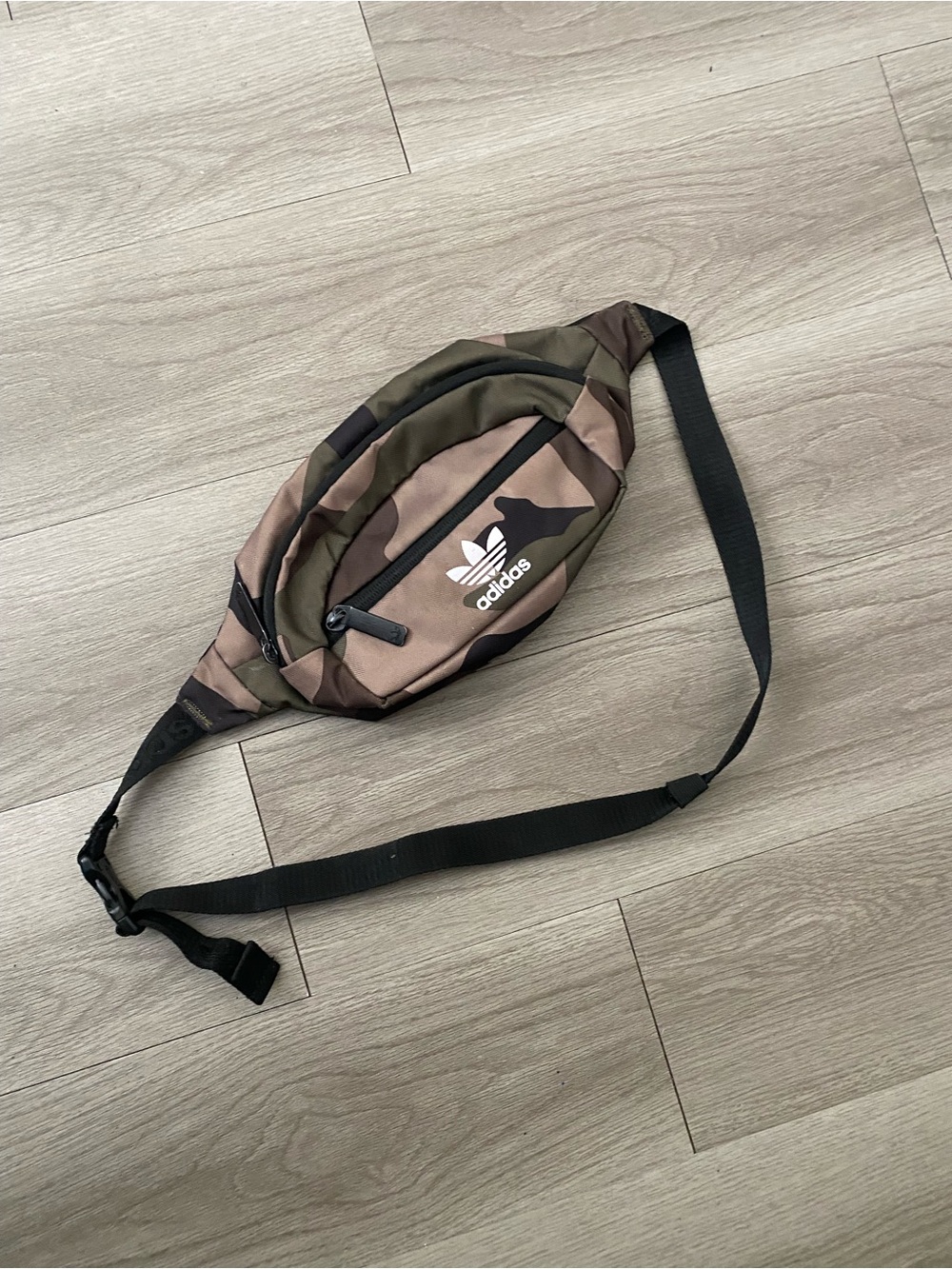 adidas Camouflage Waist Bag in Olive and Brown with Black Strap - Picture 2 of 2